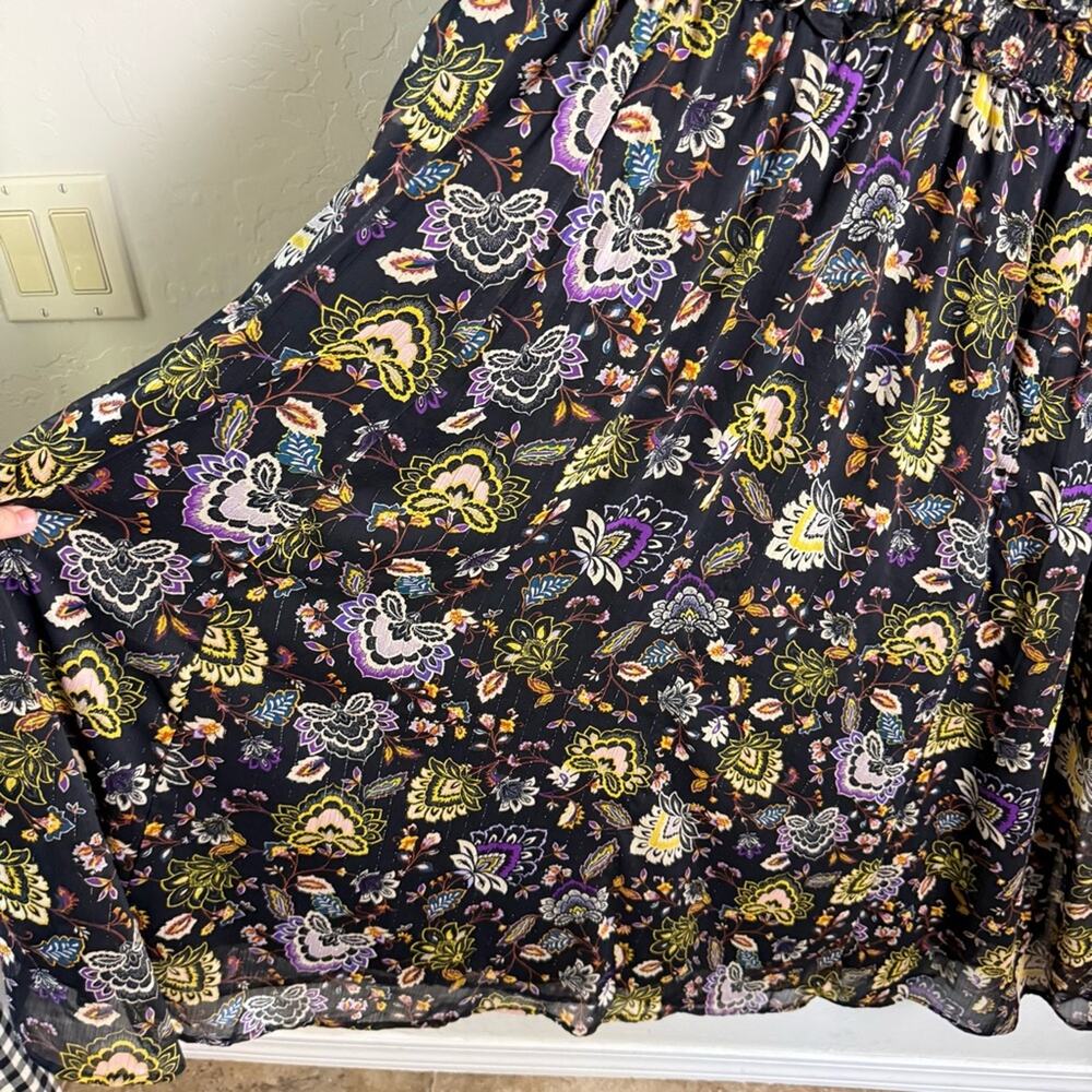 Torrid Black Floral Chiffon Lurex V Neck Tiered Maxi Dress 3X 18491136 - Picture 5 of 16